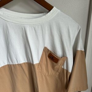 Amazon Women's White and Tan Crop Top